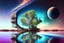 Placeholder: tree, water reflection, galaxy, cosmos, science fiction