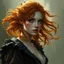 Placeholder: a pretty fantasy woman, loose ginger hair, young, plotting, dark fantasy art