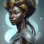 Placeholder: sango fantasy, fantasy magic, intricate, sharp focus, illustration, highly detailed, digital painting, concept art, matte, masterpiece head sexy view black African beauty black afro hair space lady silver sheepskin African princess God