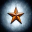Placeholder: rusty downward pointing metal star on smooth contrasting background
