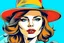 Placeholder: beautiful woman in hat in pop art style vector