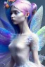 Placeholder: a little fairy girl, side profile, closed eyes, blue hair, colorful, watercolor splash, white dress, rainbow flowers, in the style of Camilla d'Errico, hyper detailed, beautiful, complex, trending on artstation, cryengine, national geographic photo, chiaroscuro