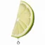 Placeholder: floating Lime wedge dripping a single droplet, side view photographic