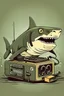 Placeholder: potrait shark with gun with army radio