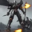 Placeholder: Winged Warrior Knight in black metal mech armor wielding two swords ready to fight, symetrical, centered, rage, sorrow, high definition, ultra 8K, volumetric lighting, blue fire, fog, extremely detailed, hyper realistic