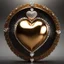 Placeholder: A magnificent golden and silver heart-shaped sign adorned with a stunning golden sphere encrusted with sparkling diamond clusters at its center, elegantly spinning in position.