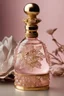 Placeholder: an exquisite crystal potion bottle, pink tint with fine gold detailed, crystal topper