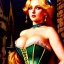 Placeholder: fullbody portrait 'beautiful blonde busty medieval woman on street in medieval city',corset,painting by gaston bussiere, greg rutkowski, yoji shinkawa, yoshitaka amano, tsutomu nihei, donato giancola, tim hildebrandt, oil on canvas, cinematic composition,sharp image, extreme detail,((fit full head inside picture)),32k