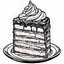 Placeholder: create a coloring book page of a slice of cake, black and white, high contrast, easy to color, bold outline