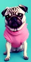 Placeholder:  pug, pink clothes,