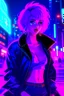 Placeholder: retrowave anime cyberpunk girl, scarlett johanson, furr skirt