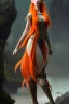 Placeholder: painting of a tall elven young woman with short light orange hair and freckles on the cheak bones and tall body of a topmodel light clothes, long shot, ultra realistic, concept art, intricate details, eerie, highly detailed, photorealistic, octane render, 8 k, unreal engine. art by artgerm and greg rutkowski and charlie bowater and magali villeneuve and alphonse mucha