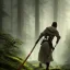 Placeholder: Concept art of a Jedi, walking through the Olympic National Forest by Airi Pan