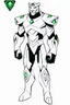 Placeholder: A new space creature from Ben 10 cartoon. Strong and graceful. From the White Tiger faction. Advanced hybrid metal golem. And the diamonds. He has a glowing green tattoo in the shape of old magic words