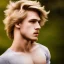 Placeholder: masterpiece, best quality, beautiful boy, blond flutter hair, highly detailed body, sun light, 4K, RAW, depth of field, high contrast, realistic details, 150mm