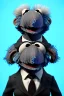 Placeholder: Waist up muppet Portrait, Vladimir Putin as muppet doll, Black suit, photo studio, blue background, unreal engine 5, concept art, art station, god lights, ray tracing, RTX, lumen lighting, ultra detail, volumetric lighting, 3d.