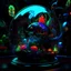 Placeholder: Black light art, a 3d hd fractal recrusive whimsical stylized gothic transparent glass ladybug filled with vibrant colorful fishes in water and shells and plants on a flower traveling through a colorful gothic steampunk glass village in winter night , Backlight art neon, highly detailed, Backlight art neon, highly detailed, trending on artstation, digital art, award-winning