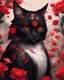 Placeholder: gato guerreiro chines antigo vermelho e preto com flores