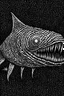 Placeholder: Moth / shark hybrid in the style of "Berserk" manga. B/w.