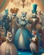 Placeholder: A whimsical scene of anthropomorphic animals dressed in elaborate clothing, attending a grand ball or other high-society event.