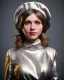 Placeholder: Portrait, Russian waitress woman with monster muppet mask that covers her entire head, retro style, Sesame Street style, silver, smooth, unreal engine 5, god lights, ray tracing, RTX, lumen lighting, ultra detail, volumetric lighting, 3d.