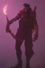 Placeholder: Full body photography of ethereal ANGRY ORC , Fire theme art, Dark moody night atmosphere, by Michelangelo, 8K, high body details, anatomically perfect body, oak tree roots, purple, red, armed with guns ,