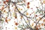 Placeholder: detailed Real Tree Camouflage made of bare branches, fir branches, dried maple leaves, snow and dirt, white background, seamless repeatable texture camo pattern, muted color