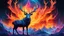 Placeholder: a majestic neon coloured Reindeer with massive antlers rising from flames, hyperdetailed intricately detailed Splash art trending on Artstation Alphonse Mucha, Claude Monet WLOP storybook illustration galactic fantastical space acrylic pou, intricate details, HDR, beautifully shot, hyperrealistic, sharp focus, 64 megapixels, perfect composition, high contrast, cinematic, atmospheric, moody