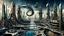 Placeholder: a stunningly weird image of a futuristic metropolis using Salvador Dali's paranoiac-critical method, where buildings and structures appear to melt into the skyline cityscape is filled with floating mad, twisted sharp metal shapes that interact with the buildings and each other, forming a surreal tableau of a dreamlike reality. neu-steampunk vibe, essence of the scene in a cinematic manner, with dramatic shadows that enhance the distorted perspectives and bizarre