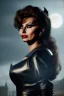 Placeholder: young sophia loren as evil queen in black leather, angry, stern look, volumetric lighting, particales,highly detailed,cinematic, deep colours,8