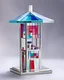 Placeholder: sophisticated metamodernist swarovski crystal figurine of vacant street kiosk, soviet epoch, flat roof, silver ratio proportions composition, inspired by Wassily Kandinsky, Bruno Munari, Benetton, gestalt theory and metamodernism