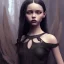 Placeholder: jenna ortega black dress, dark make up, gothic style, wednesday addams, hyper detail, octane render, unreal engine 5, 8k resolation