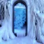 Placeholder: ethereal winter flowers, carved ice door at the end of ice steps, magical atmosphere, Beardsley, Unreal render, cinematic blue --aspect 9:16 --s 2500