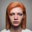 Placeholder: female prisoner, hyper realistic, orange jumpsuit, blonde hair