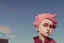 Placeholder:  pink brain, fluffy, sun in background, pink cat,