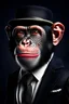 Placeholder: A chimpanzee portrait in the style of a gentleman with a tube