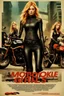 Placeholder: Poster for an action film called "The Motorbike Girls" starring Katherine McNamara, Margot Robbie and Georgia Henshaw wearing tight leather catsuits.