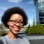 Placeholder: A short haired, black female software engineer taking a selfie in front of Building 92 at Microsoft in Redmond, Washington