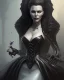 Placeholder: old evil queen in black leather gown, femme fatale, volouptous, busty, cleavage, angry, emperious, 8k resolution concept art portrait by Greg Rutkowski,