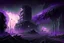 Placeholder: Destroyed City, Street View, Dense Purple Fog, Dead Soil, Broken Roads ,Black Night Sky, Stars, Space, Distant Alien Planets, Sci-fi Outpost, Large Walls and watchtower,