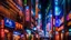 Placeholder: a captivating night scene of a bustling Japanese street with vibrant neon lights, inspired by Tokyo's famous Shibuya district, with a mix of traditional and modern elements, cinematic atmosphere, dynamic lighting, and detailed architectural features –ar 16:9