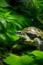 Placeholder: green turtle in leafy jungle