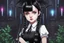 Placeholder: wednesday addams in 8k 2D anime realistic drawing style, Gothic them, neon effect, close picture, rain, highly detailed, high details, detailed portrait, masterpiece,ultra detailed, ultra quality