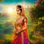 Placeholder: bright indian fairy, beautiful portrait, flowery landscape, light, sun