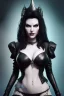 Placeholder: Amy Dumas as evil queen in black leather, leather, busty, cleavage, angry, rage, stern look. character design by cory loftis, fenghua zhong, ryohei hase, ismail inceoglu and ruan jia. unreal engine 5, artistic lighting, highly detailed, photorealistic, fantasy