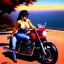 Placeholder: portrait of busty beautiful 'Female Rider on Shotaro Kaneda's Bike',painting by Earl Norem, simon Bisley, evan lee, 86-86, oil on canvas, cinematic composition, extreme detail,fit full head inside picture,8k