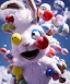 Placeholder: Ultra realistic speed clouds sky scene, wide angle view, childs falling down with many Childs background, rabbit head, inflatable monsters, circus dress style, feather color, free jumping flying, many trinkets, hair monster, many jelly beans, balls, color smoke, smile, happy, extreme, wind, clouds sea, 20,000 feet altitude, stratosphere, soft color, highly detailed, unreal engine 5, ray tracing, RTX, lumen lighting, ultra detail, volumetric lighting, 3d, finely drawn, high definition.