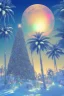 Placeholder: 1980's vaporwave aesthetic palm trees in Christmas winter