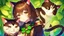 Placeholder: rave poster with Four-leaf clover girl with brown hair and cat ears