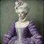 Placeholder: Marie-Antoinette,purple fur, striped wallpaper, old autochrome